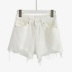 Women Fashion High Waist Raw Edge Frayed Denim Shorts