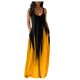 Summer Plus Size Women Gradient Color Print Deep V Neck Sleeveless Loose Dress