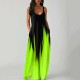 Summer Plus Size Women Gradient Color Print Deep V Neck Sleeveless Loose Dress