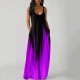 Summer Plus Size Women Gradient Color Print Deep V Neck Sleeveless Loose Dress