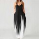 Summer Plus Size Women Gradient Color Print Deep V Neck Sleeveless Loose Dress