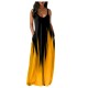 Summer Plus Size Women Gradient Color Print Deep V Neck Sleeveless Loose Dress