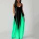 Summer Plus Size Women Gradient Color Print Deep V Neck Sleeveless Loose Dress