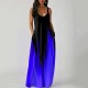 Summer Plus Size Women Gradient Color Print Deep V Neck Sleeveless Loose Dress