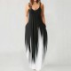 Summer Plus Size Women Gradient Color Print Deep V Neck Sleeveless Loose Dress