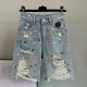 Women Fashion Multicolour Rhinestone Denim Shorts