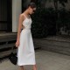 Women Sexy Elegant Solid Color Sleeveless Backless Cut Out Dress
