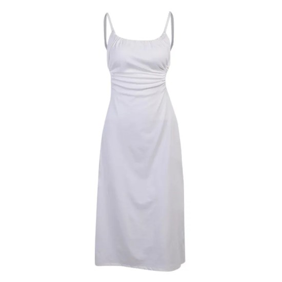 Women Sexy Elegant Solid Color Sleeveless Backless Cut Out Dress