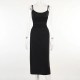 Women Sexy Elegant Solid Color Sleeveless Backless Cut Out Dress