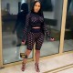 Women Night Out Hollow Out Long Sleeve Crop Top And Solid Color Shorts Two Piece Set