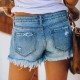 S-XXL Women Raw Hem Ripped Denim Shorts
