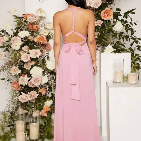 Pregnant Women Fashion Sexy Cross Halter Neck Strap Backless Maix Dress