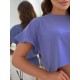 Women Fashion Casual Solid Color Ruffled Sleeve Top Loose Shorts Pajamas Two-Piece Set