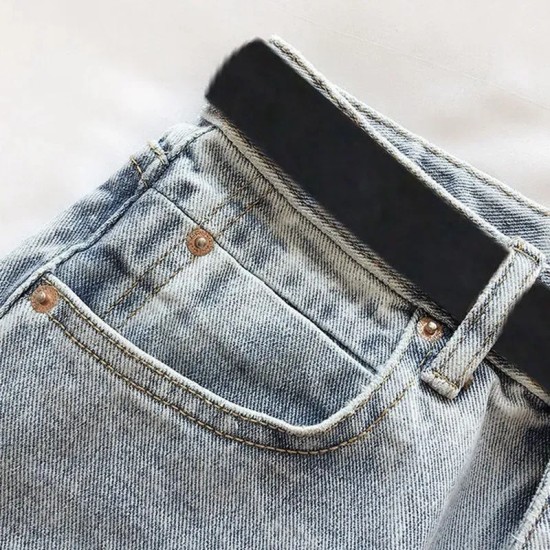 Women Petite Summer Ripped Loose High Waist A- Shaped Raw Hem Denim Shorts