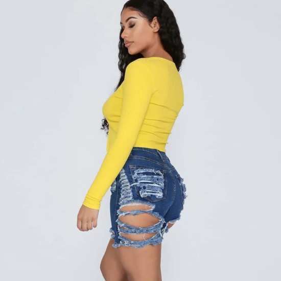 S-XXL Women Tight Ripped Denim Sexy Shorts