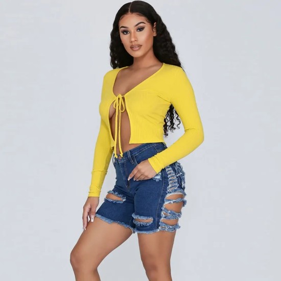 S-XXL Women Tight Ripped Denim Sexy Shorts