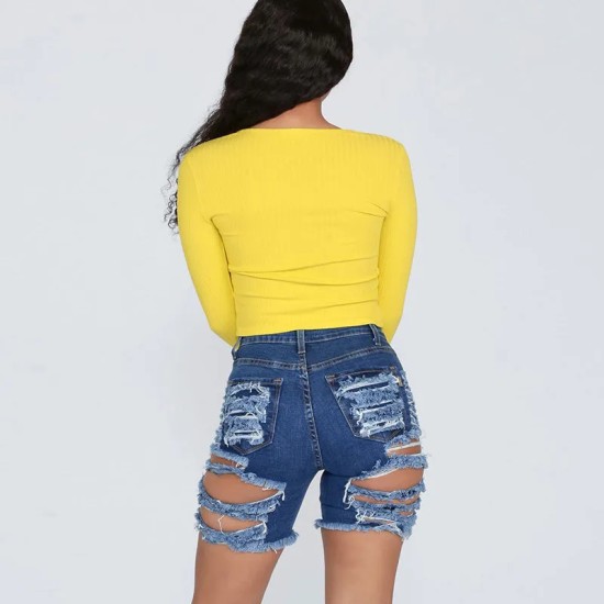 S-XXL Women Tight Ripped Denim Sexy Shorts