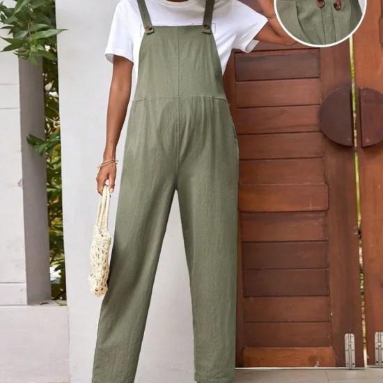 Fashionable Simple Solid Color Adjustable Waist Pregnant Women Jumpsuits