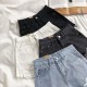 Women Summer High Waist Loose Wide Leg Ripped Denim Shorts