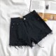 Women Summer High Waist Loose Wide Leg Ripped Denim Shorts