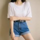 Women Casual Basic Rolled High-Waist Denim Shorts