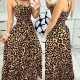 Women Fashion Leopard Print Spaghetti Strap Defined Waist Loose Vacation Maxi Dress