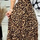 Women Fashion Leopard Print Spaghetti Strap Defined Waist Loose Vacation Maxi Dress